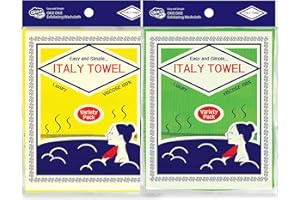 OKIEOKIE [ 8PCS ] Korean Asian Exfoliating Washcloth Italy Towel - Scrubbing Cloth for Removing Dead Skin Callus, Cleaning Pores and Reducing Acne Breakout and Blackhead (02. Green 4pcs + Yellow 4pcs)