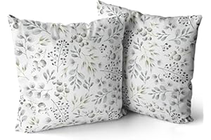 XPHZZL Cushion Covers Set of 2 Pack 45 x 45 cm（18x18 inch）- Dutch Velvet Double Sided Garden leaves Decorative Pillow Covers for Sofa Bed Garden Outdoor Spring Decor Set of 2-White