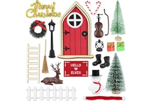 AGARELE GNOME Door Accessories Christmas Set, Christmas GNOME Door Set Christmas Decoration Elf Door, Wooden GNOME Door with Miniature Letterboxes, Fence, Ladder, Boots