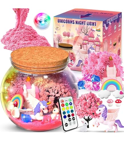 Kit Veilleuse Licorne DIY - Terrarium Lumineux Avec Sable Magique - Cadeau Fille 3-12 Ans