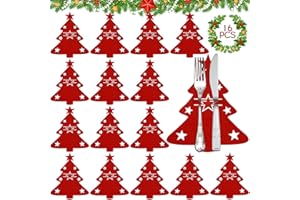 ZQEJEFD 16 Pezzi Portaposate in Feltro di Natale, Portaposate Albero di Natale, Portaposate Natalizie, Coltelli Forchette Cucchiai Stoviglie Portaposate per la Tavola Delle Feste Decor Natalizia