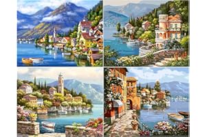 EFO SHM Diamond Painting, 4 Pack Diamant Painting DIY Kit de Peinture au Diamant pour Adultes et Enfants Artisanat Décoration Murale 40 x 30cm