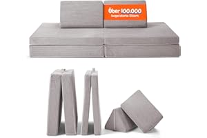 ‎FUNZY Funzy Spielsofa für Kinder - Das Original für kreatives Spielen, Modulare Spielcouch, Waschbarer Bezug, Robust und Langlebig, TÜV und Oeko-TEX 100 Zertifiziert mit 3 Jahren Garantie, Cord Koala Grau
