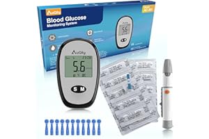 AuQty Blood Glucose Meter With Individually wrapped Blood Glucose Test Strips Blood Sugar Monitor With Hypo & Ketone Warning Glucometer -in mmol/L