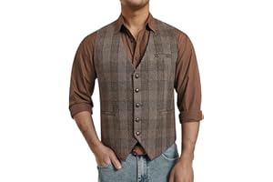 Enlision Gilet Vintage Pour Homme Formel En Laine Tweed Gilet Sans Manches Pour Homme Regular Fit Classique Col En V Gilet De Costume Mariage Business XS-4XL