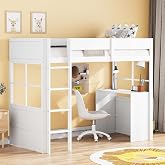 Lit Mezzanine Enfant 90x200 Cm Avec Toboggan Et Tableau Noir - Bois Massif, Gris, Charge 120 Kg, Sans Matelas