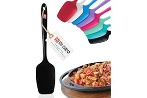 DI ORO LIVING DI ORO® - Cuillère de cuisine en silicone - Cuillère maryse silicone résistante à 315 ºC - Design sans coutures - Silicone professionnel antiadhésif avec âme en acier inoxydable