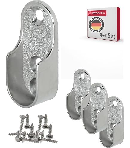 Crochets De Penderie En Alliage D'aluminium - Lot De 2 - Support Solide 18mm Pour Tringle à Vêtements - Installation Facile Sans Outils - 4