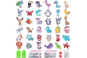 BINYI Diamond Painting Kit Completo Pintura Diamante Niños 36 Piezas DIY Diamant Painting 5D Animales Mosaico Diamante Pegatinas Dibujos con Diamantes para Niños NiñasPrincipiantes (Estilo 2)