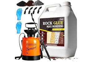 Gruslim med spruta, 5 l, färdig mulchlim, långvarigt lim för utomhusbruk, snabbtorkande och giftfritt, transparent lim och stabilisator