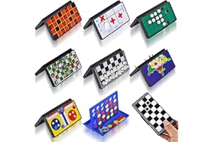 Artlyfe Mini set di scacchi magnetici 8 in 1 con tavola magnetica pieghevole portatile, giochi tascabili, gite in famiglia, campeggio, giochi per feste per bambini e adulti