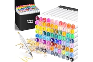 KEBUYE Alcohol Based Art Markers Pens - 80 Colors Marker Set Dual Tip Permanent Colouring Pens for Drawing Coloring Graffiti - Double Ended Fine & Broad for Anime Manga Adults Kids with Carrying Case Base
