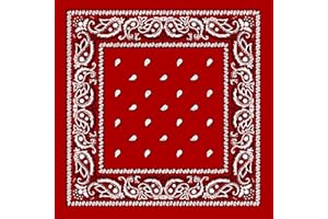 Vivana UK Extra large RED cotton bandana scarf BLACK & WHITE PAISLEY 27 inches square Classic Square