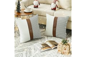 Merrycolor Juego de 2 Azul Marino Funda Cojin 45 x 45 cm, Empalme con Rayas Cubierta Cojín Decoración Cremallera Oculta Funda Almohada para Hogar Cama Bancos Sala Sofá Sillas Jardín Exterior