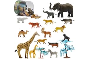 Kidow Toys 22pcs Wild Animal Set, Mini Figurines Animal Jungle For Kids, Realistic Forest Animals Toys For Kids & Accessories, Educational Animal Figures Play For Toddlers…