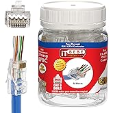 ITBEBE pack de 50 conectores RJ45 pasantes para Cat6 y Cat6a, 23 AWG – compatibles con cables Ethernet sólidos y trenzados