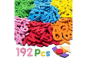 LAXDACEE 192 Pcs Magnetic Letters Numbers 9 Color(With Pattern Blocks,Symbols) Foam Set, Alphabet Magnets Gift for Preschool Kids Children Toddler Educational Fridge Refrigerator Toy, Classroom School Learning