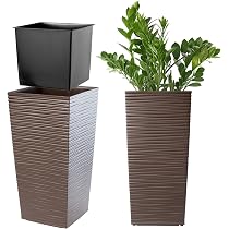 Set De 3 Pots De Fleurs Hauts Graphite KADAX - Intérieur Extérieur Balcon Jardin