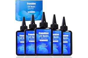 FRENSHION 5x100G UV Resina, Upgrade Formula Crystal Clear UV Resina Solare Cure Luce Solare Attivata Hard UV Resin Kit per Gioielli Making, Casting & Coating e DIY Craft