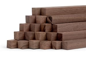Woodsellers Set med 20 trästavar – hyvlat massivt trä, 10 x 10 x 250 mm (tekniskt torkat 10 – 12 %) – limfärdiga trälister för möbeltillverkning, inredning och gör-det-själv-projekt (valnöt hyvlat)