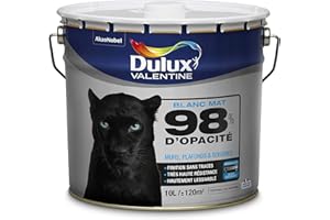 DULUX VALENTINE Peinture 98% d'Opacité - Murs, Plafonds, Boiseries - Mat Blanc 10L 5262305
