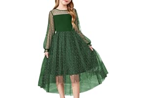 Arshiner Abito per Ragazze Maniche Lunghe Vestito in Tulle Festa Abito Comunione Vestito Bambine Abbigliamento da Sposa 6-16 Anni