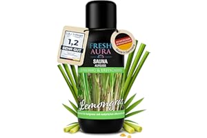 ‎FRESH AURA FRESH AURA Saunaaufguss – Sauna Aufgussmittel mit Lemongras und natürlichen ätherischen Ölen – Sehr ergiebiger und langanhaltender Saunaduft – zitronig und erfrischend | Made in Germany (100ml)