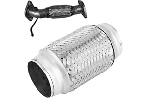 EQULUP Auspuff-Flexrohr, 2,5 Zoll X 6 Zoll, Robustes Edelstahl-Wellrohr, Flexibles Verbindungsrohr, Universal-Geflecht, Auspuff-Flexrohr, Autozubehör