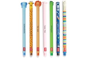 ENOLE Legami Lot de 7 stylos à encre gel effaçables Legami Rub Out Cute Kawaii