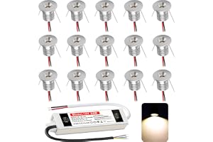 DYKUWEY 12V 1W infälld LED-spotlight, mini IP65 varmvit badrumspunkt, Φ15-18 mm hål, kök, vardagsrum, karport, trappor, hall