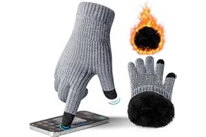 ineepor Guantes Invierno Hombre Mujer Doble Capa de Lana Antideslizantes Termicos Guantes Tactiles Pantalla Táctil Running Deporte Nieve Esquí Ciclismo