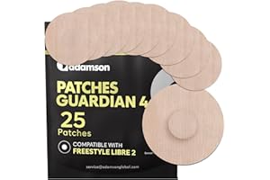 Adamson 25x Parches Guardian 4 & Freestyle Libre 2 – Parches Sensor Freestyle Libre 2, Impermeables, Resistentes y Hipoalergénicos – Fácil de Poner y Quitar – Beige