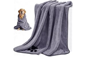 Blanlody 2 Stück Hundehandtuch Extra Saugfähig,100 X 50 cm Hunde Handtuch für Große, Mittlere und Kleine Hunde Mikrofaser Hundehandtücher für Katzen, Hunde Oder Andere Haustiere (Grau，M)