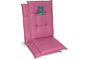 ‎LILENO HOME LILENO HOME Gartenstuhl Auflagen als [2er Set - Hochlehner] in Pink - Bequeme Liegen als Sitzauflagen für Gartenmöbel - Stuhlkissen für Gartenstühle und Klappstühle