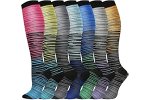 Pnosnesy kompressionsstrümpfe,Kompressionssocken (2/7 Paar) für Damen und Herren 15-20 mmHg Stützstrümpfe ist am besten für Leichtathletik, Laufen, Flugreisen