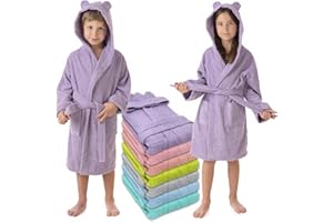 LEBENGOOD - Peignoir de bain enfant, et Robe de Chambre: Fille et Garçon - 100% coton OEKO-TEX®. - 2 poches, ceinture, Capuche avec Oreilles, en peluche très doux