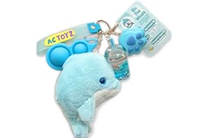 AC TOYZ Comfort Keychain® Blu The Whale - Sensory Keychain, Fidget Toy, Plushie, Squashy, Torch Clicker, Boba Tea