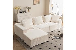 ‎VAMCHEER Vamcheer Ecksofa mit Schlaffunktion - Big Sofa Couch 3 Sitzer in L-Form, Modulares Boneless Schlafsofa als Wohnlandschaft, 274 x 102 cm, Beige