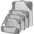 Compression Packing Cubes for Suitcases, Travel Organizer Cubes for Travel Essentials, Luggage Suitcase Organizer Bags Set, Lightweight Packing Organizers as Travel Accessories (Set of 5, Grey)