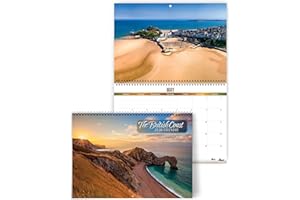 JUST CARDS DIRECT CARDS & GIFTS British Coast Calendar 2026, with beautiful scenery from the British Isles. 2026 wall calendar UK, month to view with spiral binding, by Just Cards Direct
