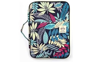 JAKAGO teczka konferencyjna A4, wodoodporna, biznesowa, na dokumenty, na paszport, pokrowiec na iPada, z zamkiem błyskawicznym i uchwytami, na podróż, spotkanie, do biura, na wakacje, ciemnoniebieski liść