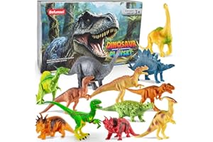 Befunsol Dinosaure Jouet Enfant 3 4 5 Ans, Lot de 12 Figurine Dinosaure Réalistes avec Spinosaure, T-Rex, Tricératops & Vélociraptor, Dinausore Jouet Jeux Éducatifs Cadeaux pour Garçons et Filles