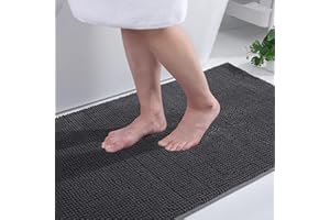 Homaxy Chenilowy, antypoślizgowy dywanik łazienkowy, nadaje się do prania, miękki, chłonny dywanik prysznicowy do łazienki, 60 x 90 cm, ciemnoszary