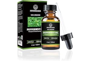 MINDBREAKER Eteryczny olejek miętowy pieprzowy, 100% czysto organiczny i naturalny, jakość terapeutyczna do dyfuzora, relaksu, włosów i mieszanek ciała (120 ml)