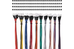 Lyeteung 100 ST 5mm 12V Förtrådda LED Dioder Ljus, 10 Färger, 20cm Förtrådda LED Lysdioder + 100 ST 5mm Plast Diod Hållare