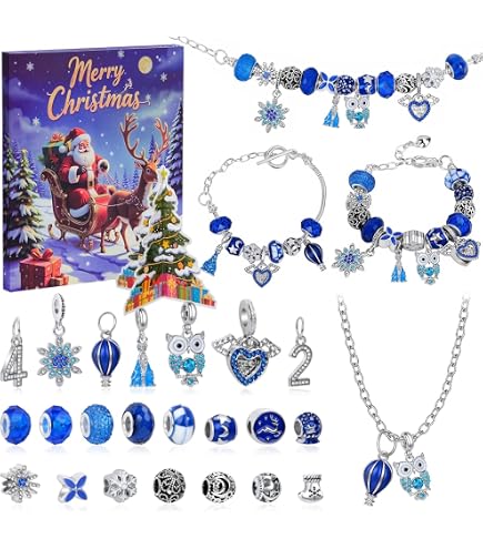 Calendrier De L'Avent 2025 Bijoux Femme Fille - 24 Surprises DIY Pour Créer Des Bracelets Charms - Kit Fabrication Bijoux Enfants Cadeau Noël