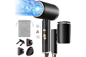 Vbrisi Föhn,Fön,2400W Klappbar Ionen Haartrockner, Schnelltrocknen Hair Dryer, Profi Reisefön mit Heiß-/Kalttaste, 3 Heiz,AC Motor Salon Haarföhn mit Diffusor & Aufbewahrungstasche (Schwarz)