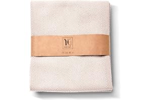 ‎YENGAS YENGAS Tagesdecke XL, 150 x 200 cm, Große Wohndecke, Bettüberwurf, Couchdecke, Überwurf Decke für Sofa & Bett, Allrounderdecke, 85% Baumwolle & 15% Recyceltes Polyester, Beige, Fischgrät