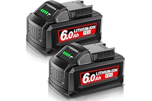 2X 6.0Ah/6000mAh Batterie pour Milwaukee M18, Powtree Batterie de Remplacement pour Milwaukee 18V 48-11-1810 48-11-1820 48-11-1850 48-11-1828 48-11-1860 Outil Électrique sans Fil avec Indicateur