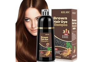 GFEUGS 500ML Shampoo Colorante Marrone 3 en1 per Capelli Grigi, Shampoo Colorante Capelli Bianchi Colorati Istantanea, Colore Naturale-Hair Dye Tintura per Uomini Donne (Marrone)